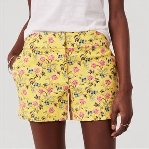 LOFT yellow floral high-waisted Riviera short, size 8